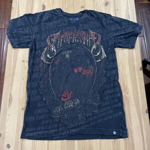Y2k Silverstar Skull Couple T Shirt Mens S Faded Black Grunge Streetwear  AOP